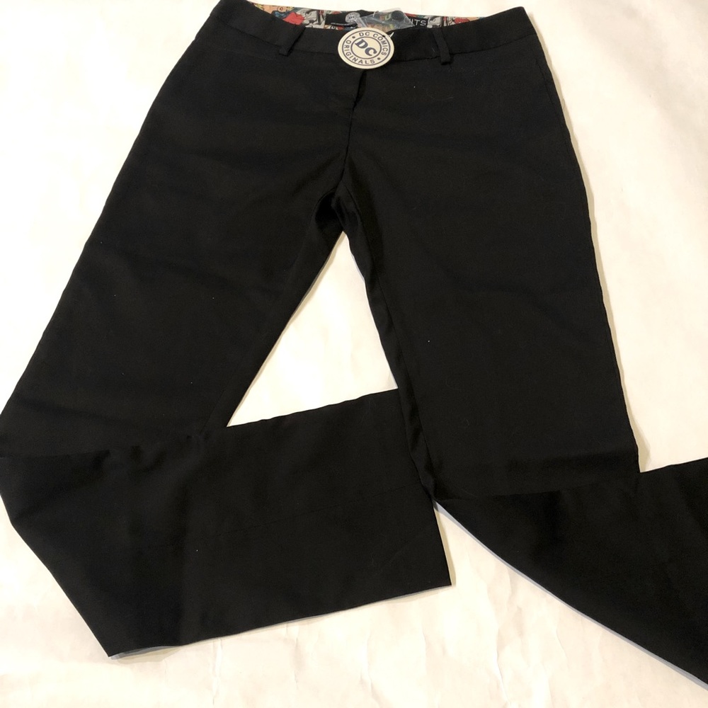 DC Fun Suits Pants Black with DC comic lining Size 2 straight leg